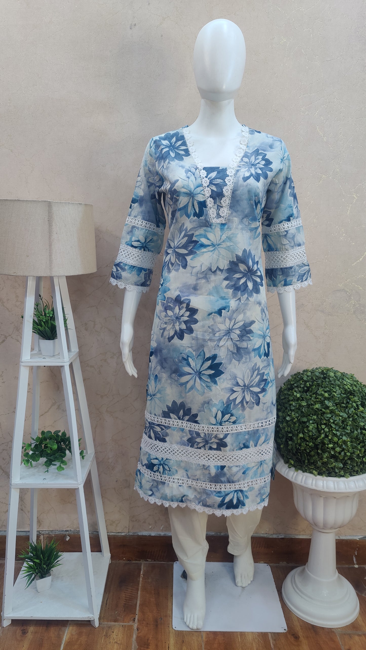Pure Cotton Kurti with pant and Dupatta M1025/AU
