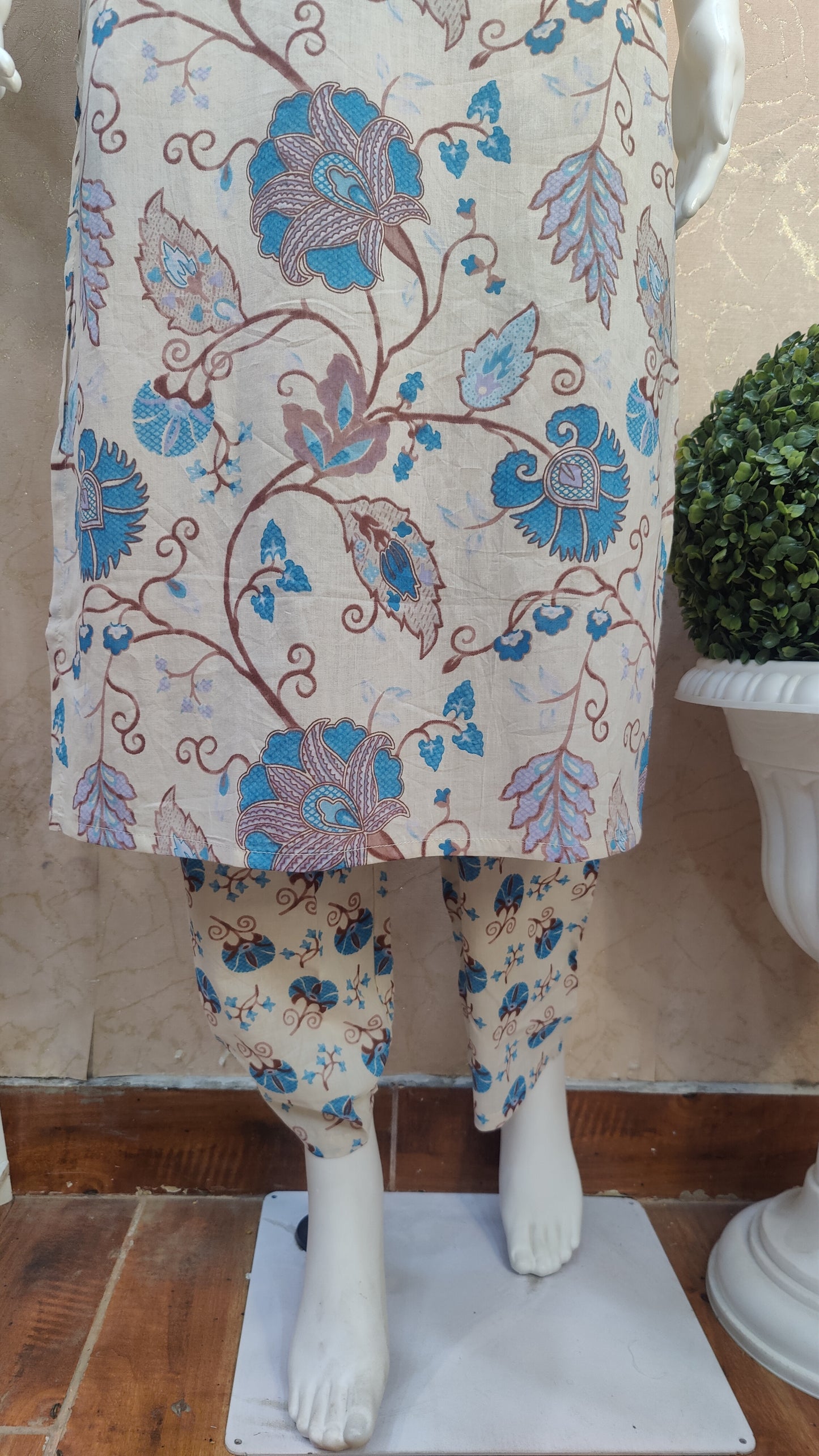 Pure Cotton Kurti with pant and Dupatta M9920AUR