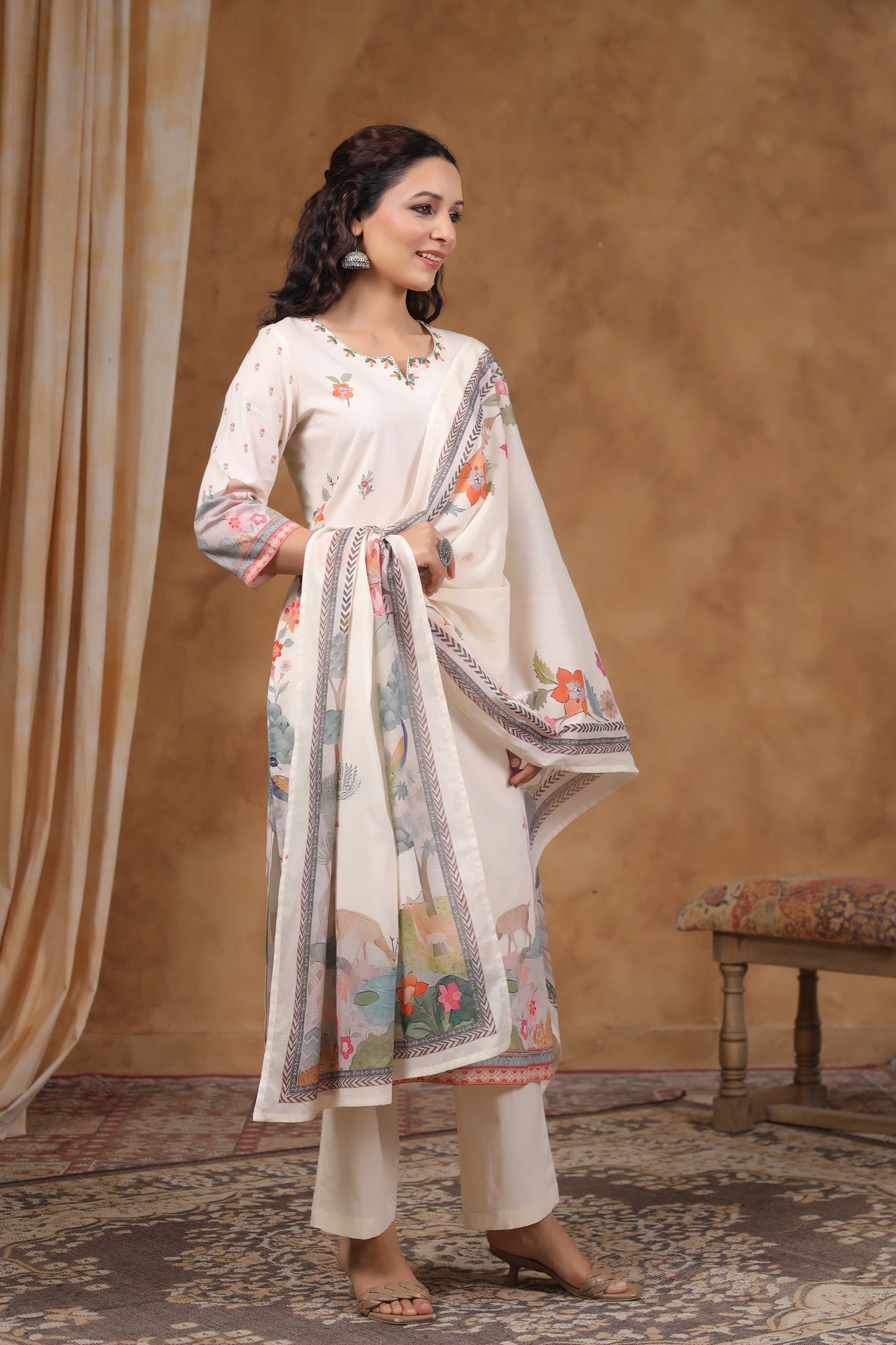 Pure Cotton Kurti with pant and dupatta M91250/SS