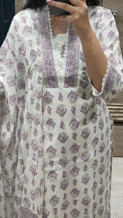 Pure Cotton kurti with pant and Dupatta M8870/FL