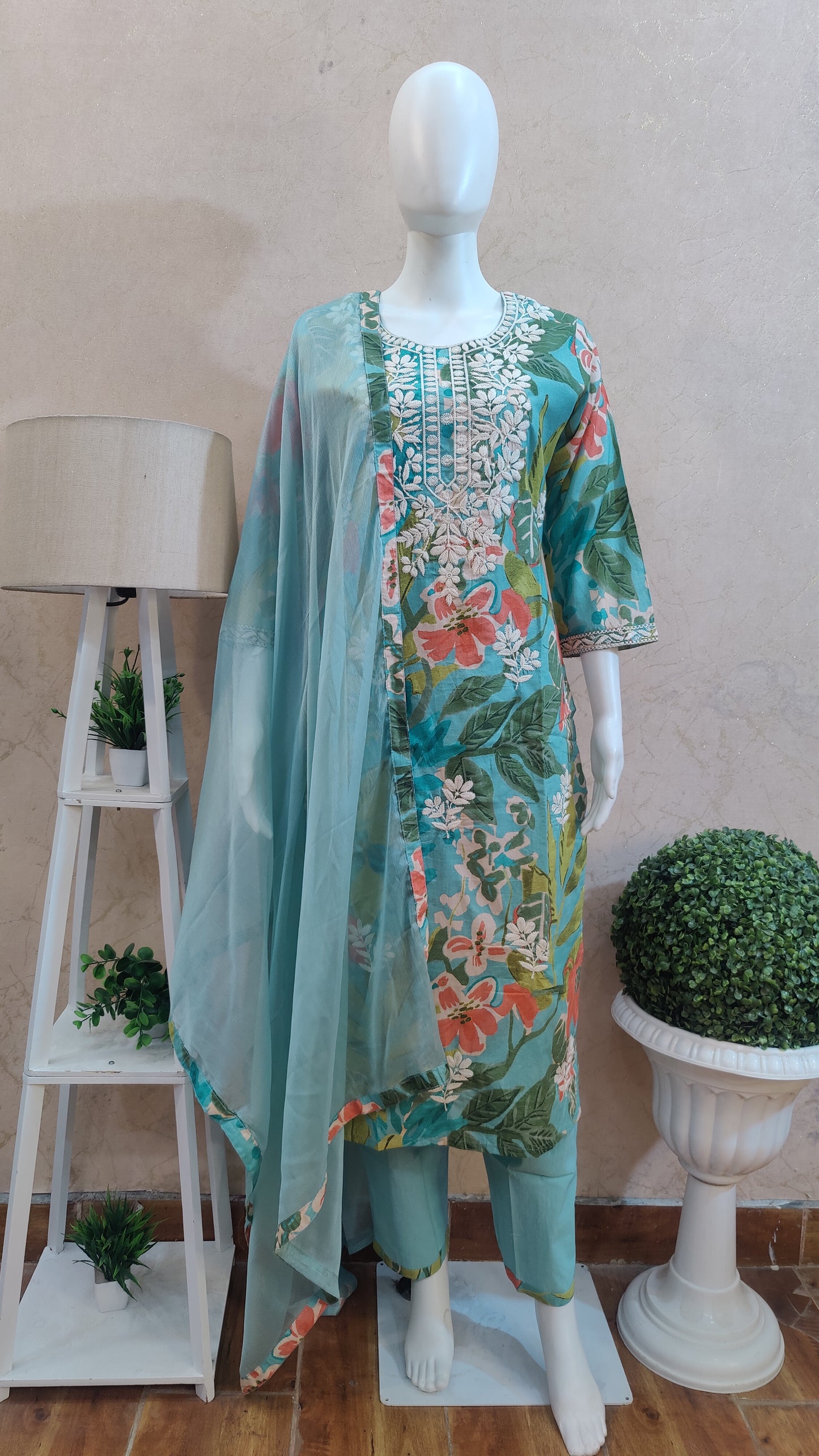 Pure Cotton Kurti with pant and dupatta M91250/AUR