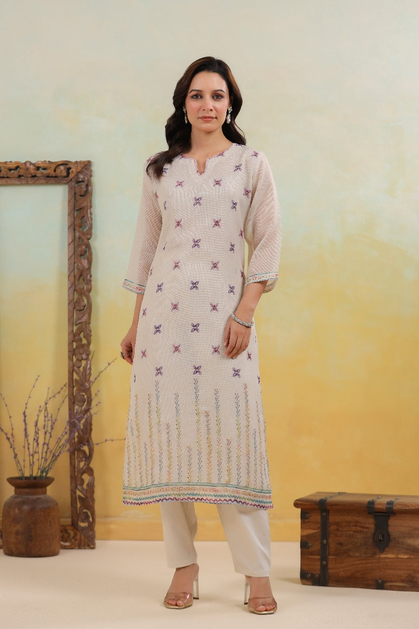 Jamdani Kurti with pant and dupatta M1850/SS
