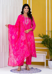 Pure Muslin Kurti with pant and Dupatta. OM92100GBA