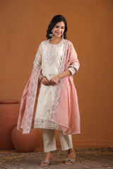 Chanderi Kurti with pant and Dupatta. OM91970GB