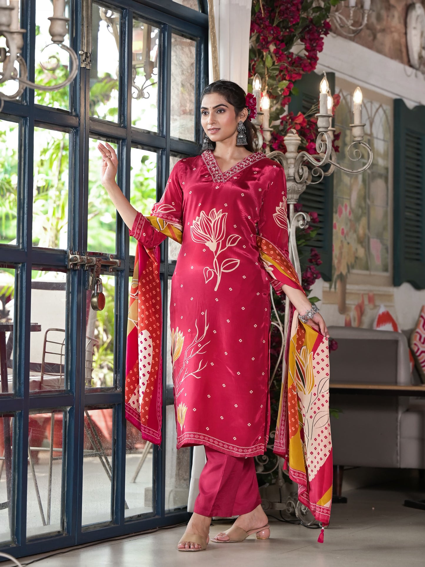 Pure Muslin kurti with pant and Dupatta M91790AUSILK