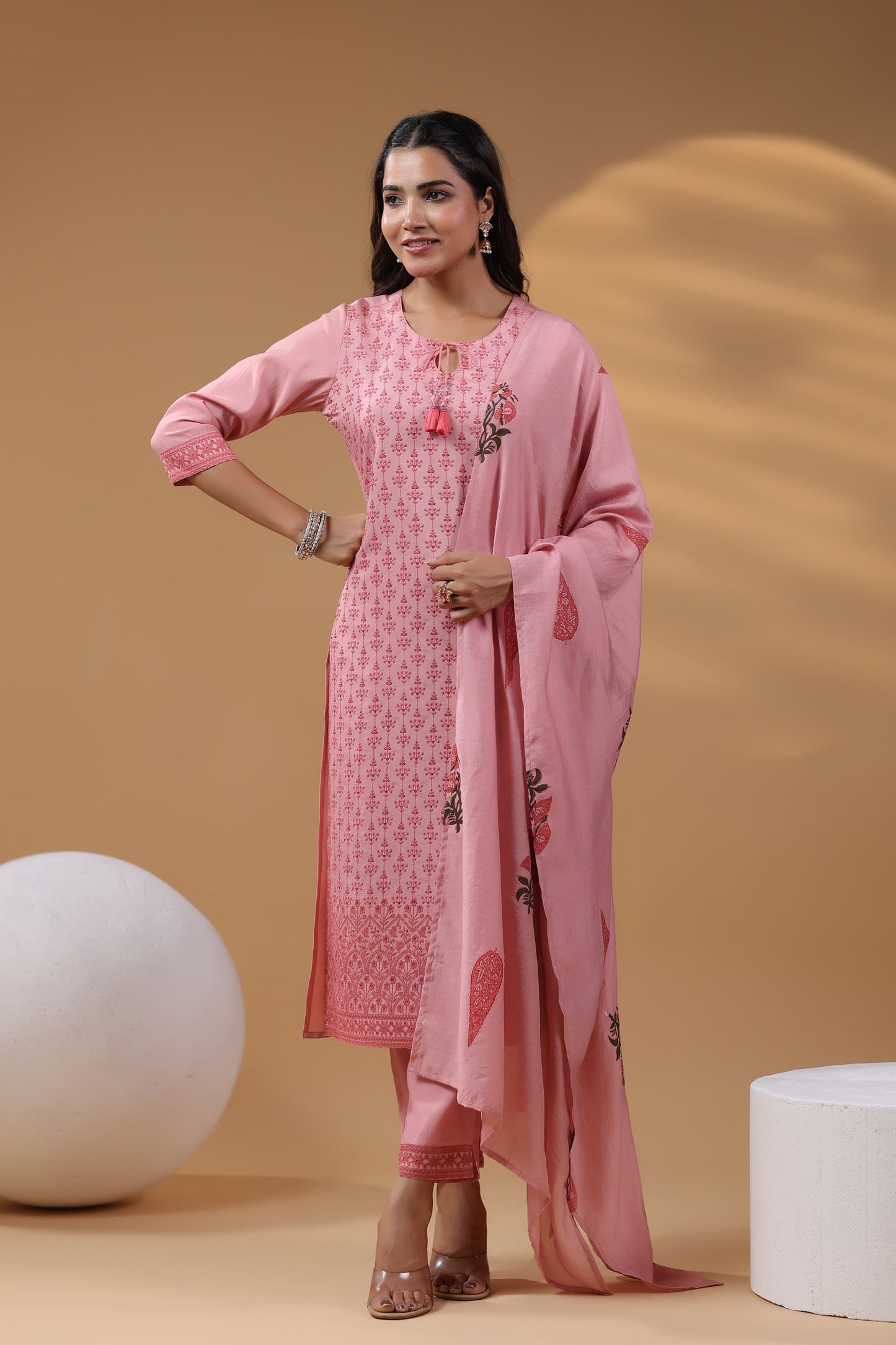 Pure Silk kurti with pant and Dupatta