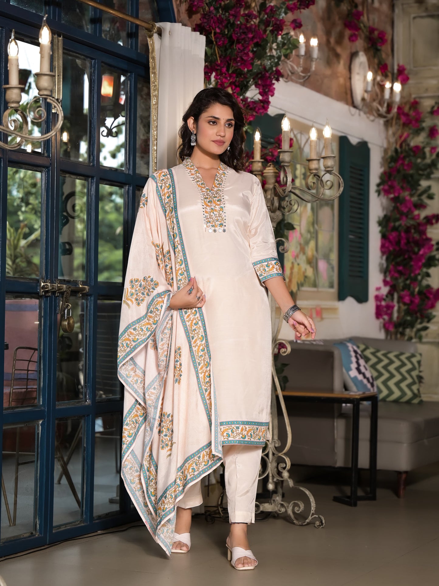 Pure Muslin kurti with pant and Dupatta M91425AUMUS