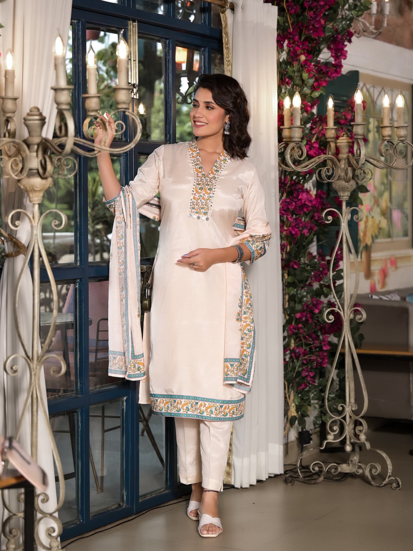 Pure Muslin kurti with pant and Dupatta M91425AUMUS