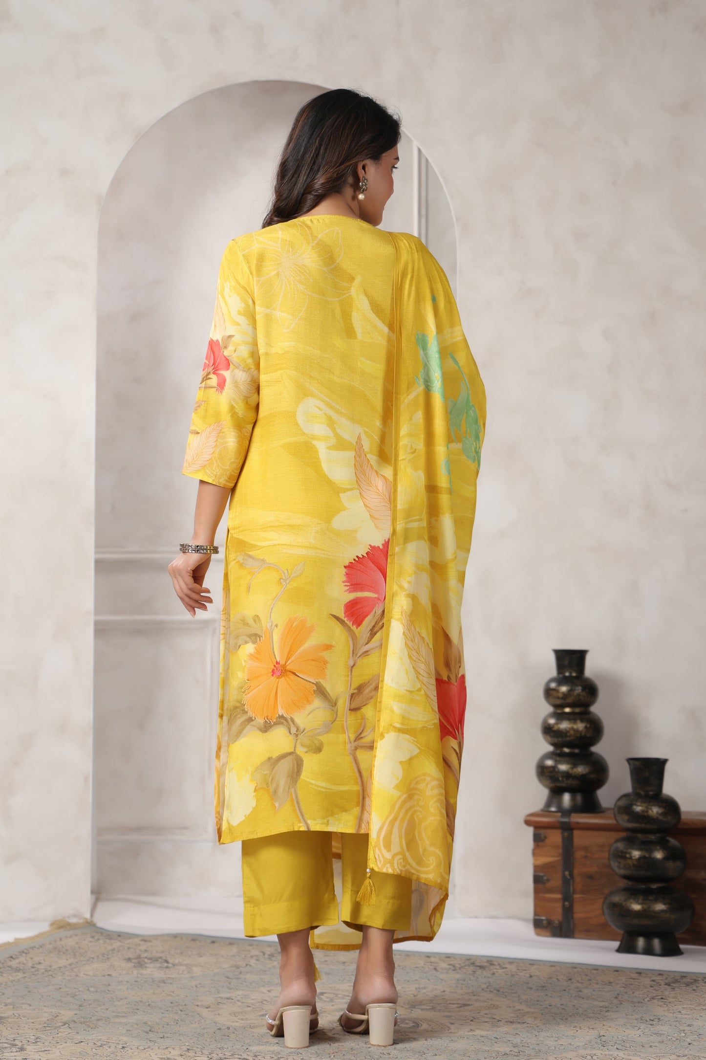 Pure Muslin kurti with pant and Dupatta M91565AUR