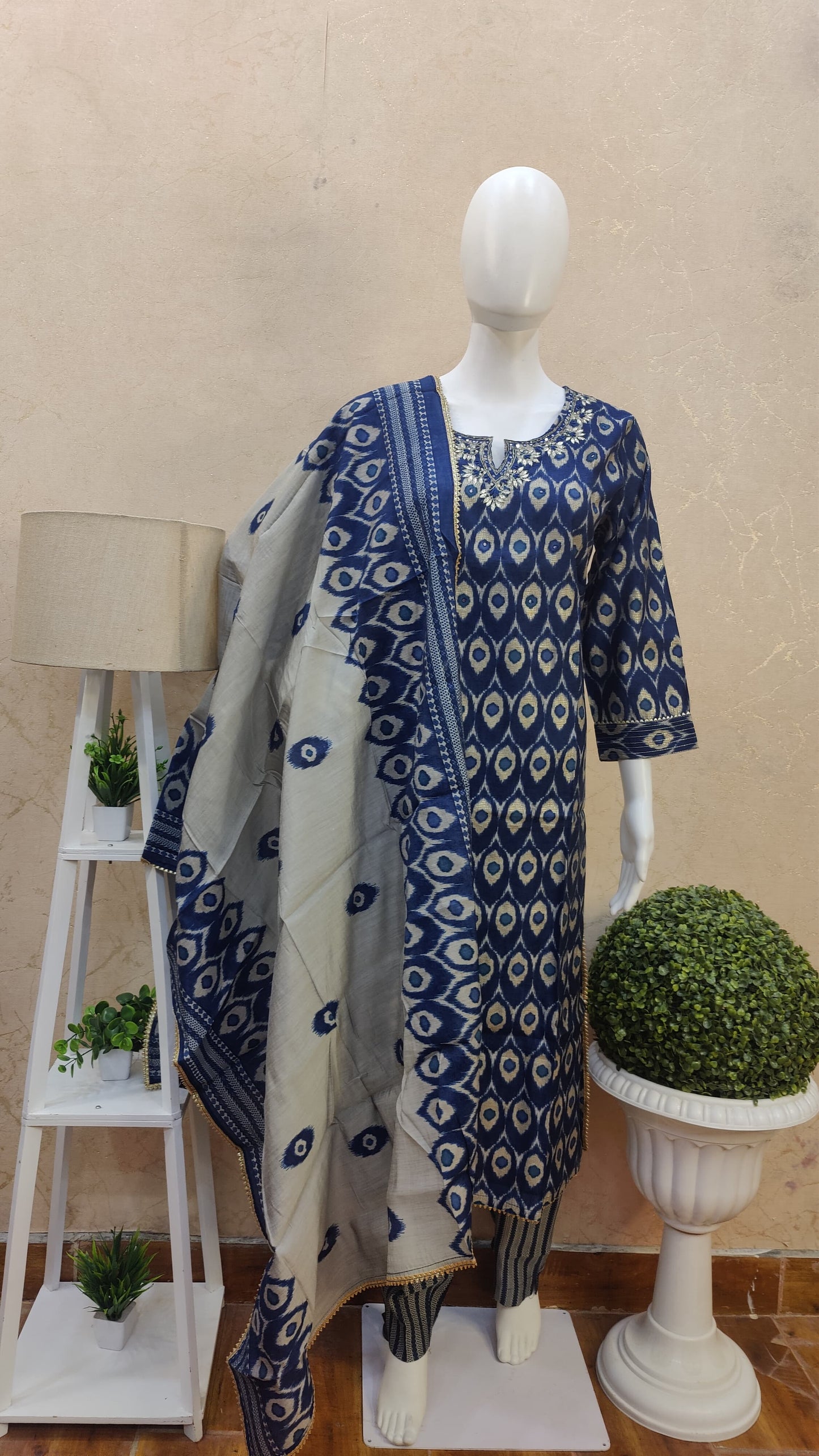 Muslin kurti with pant and Dupatta JM91500