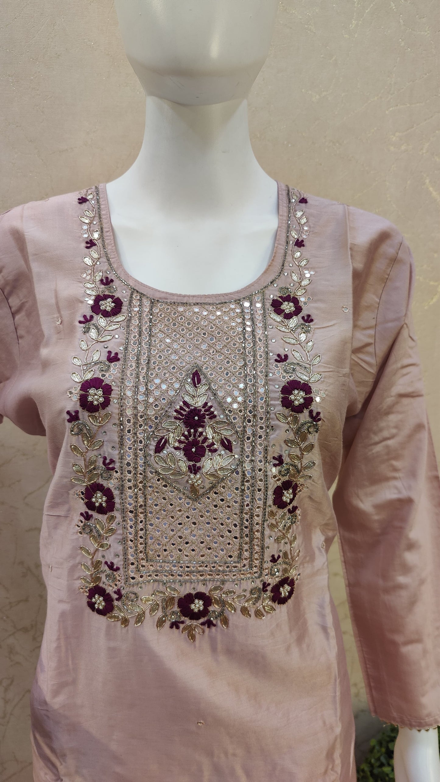 Chanderi kurti with pant and Dupatta HM91750