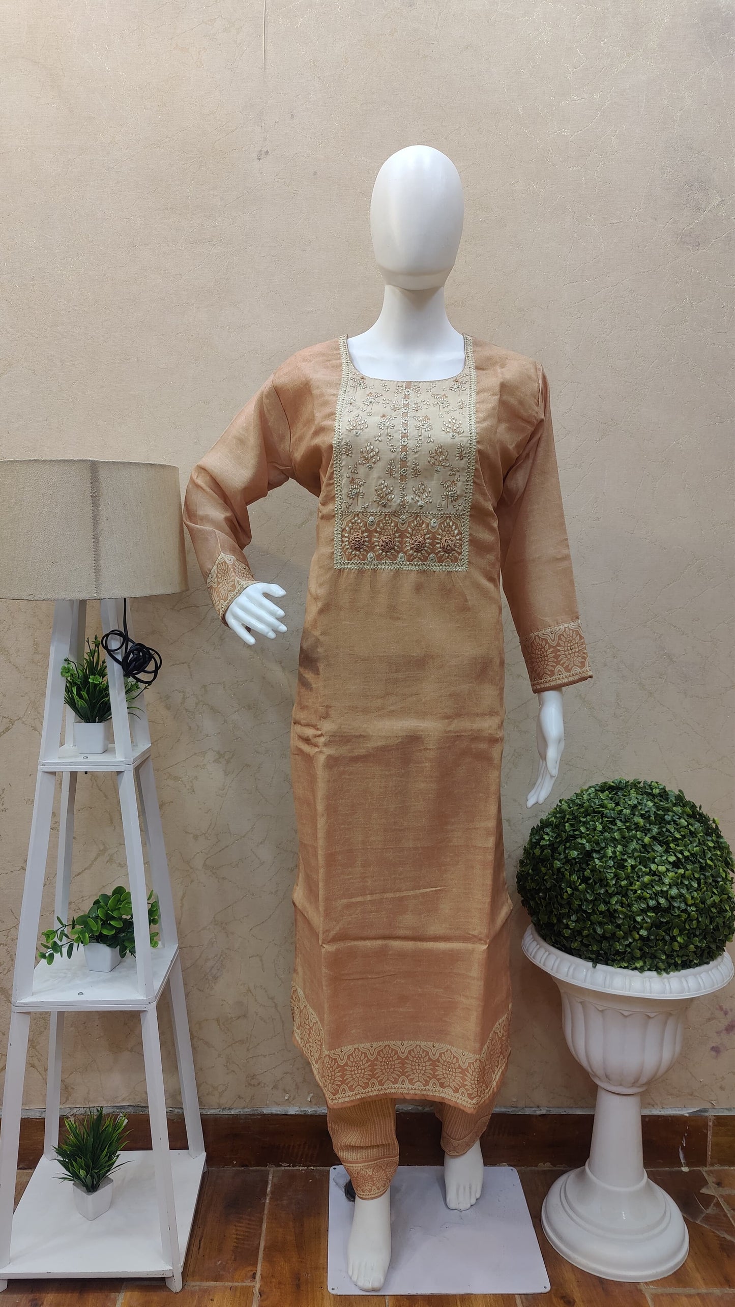 Chanderi kurti with pant and dupatta