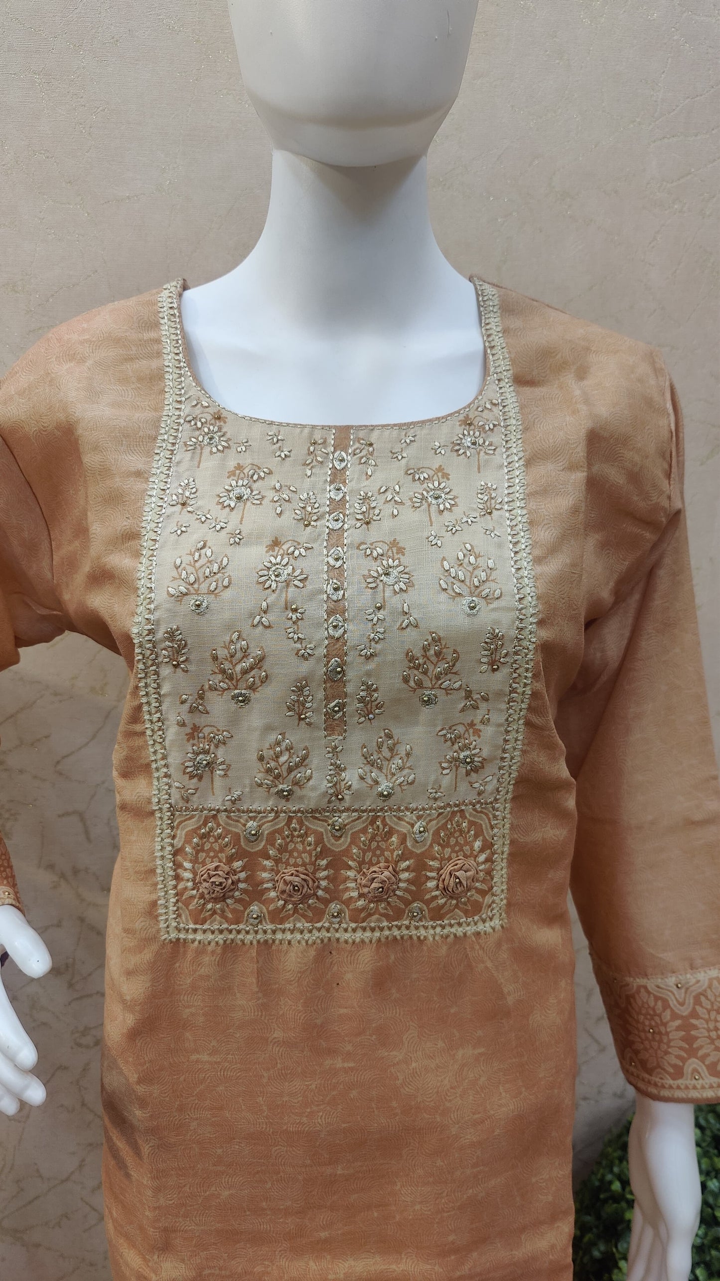 Chanderi kurti with pant and dupatta