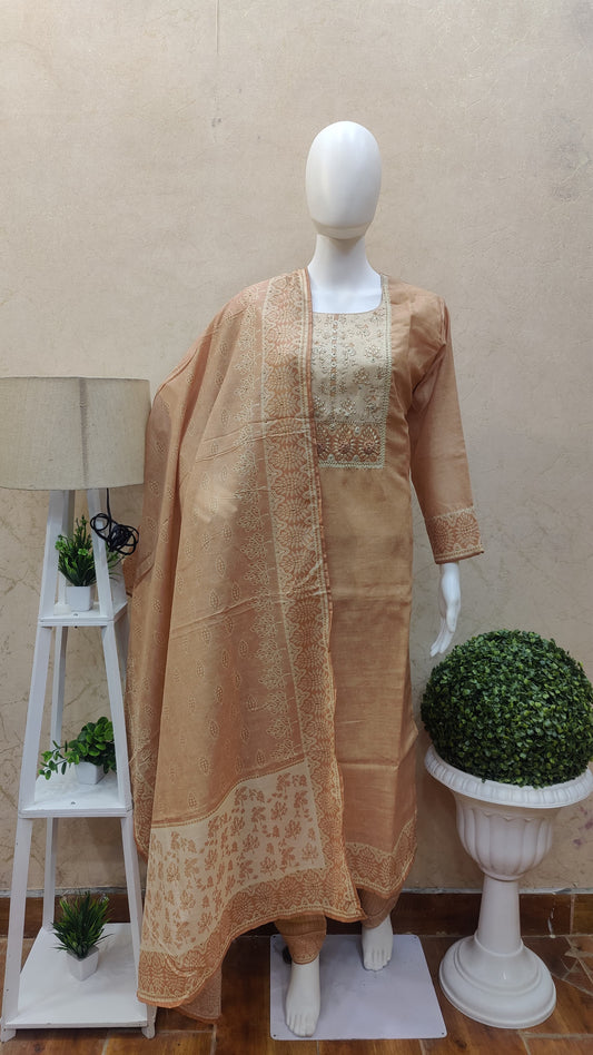 Chanderi kurti with pant and dupatta