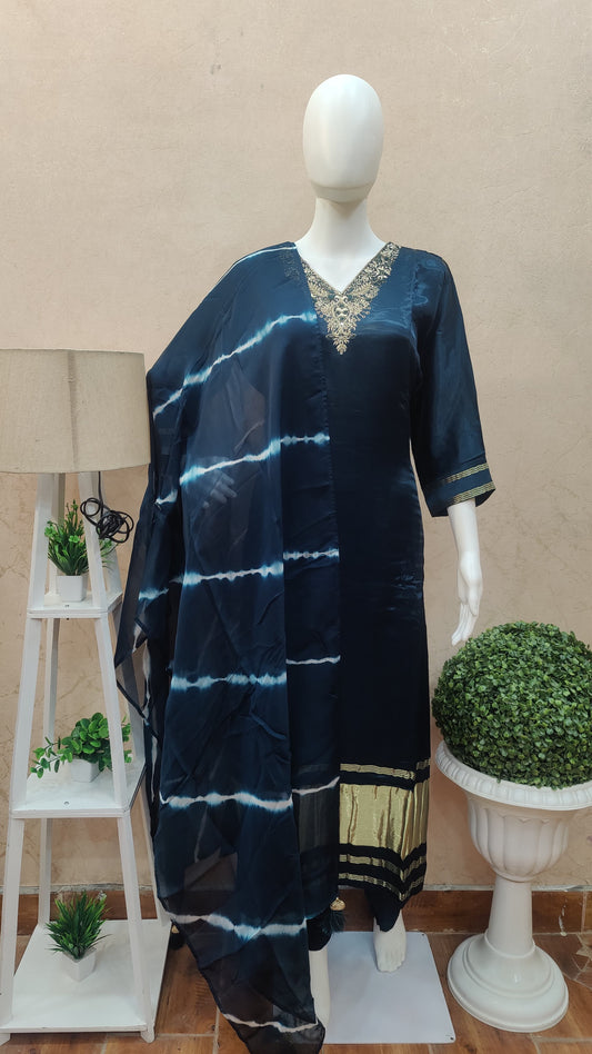 Pure Gajji Silk kurti with pant and dupatta MUSM92600S44