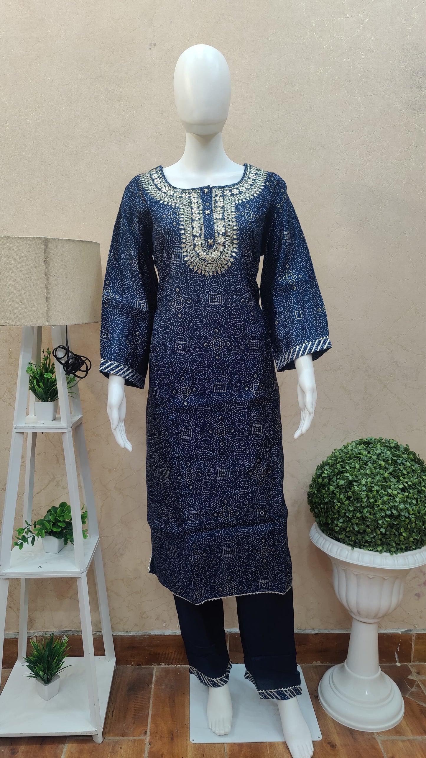 Pure Muslin kurti with pant and dupatta MUSM91640S44