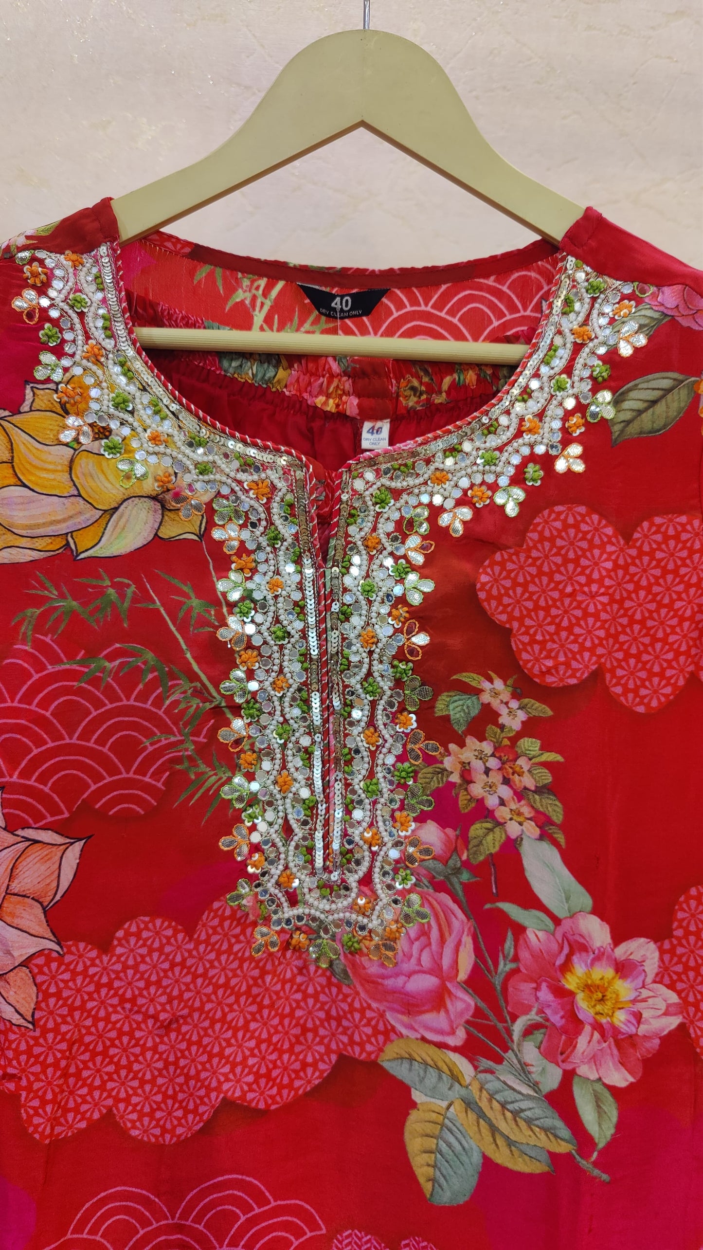 Pure Crape Kurti with pant and dupatta set M92200