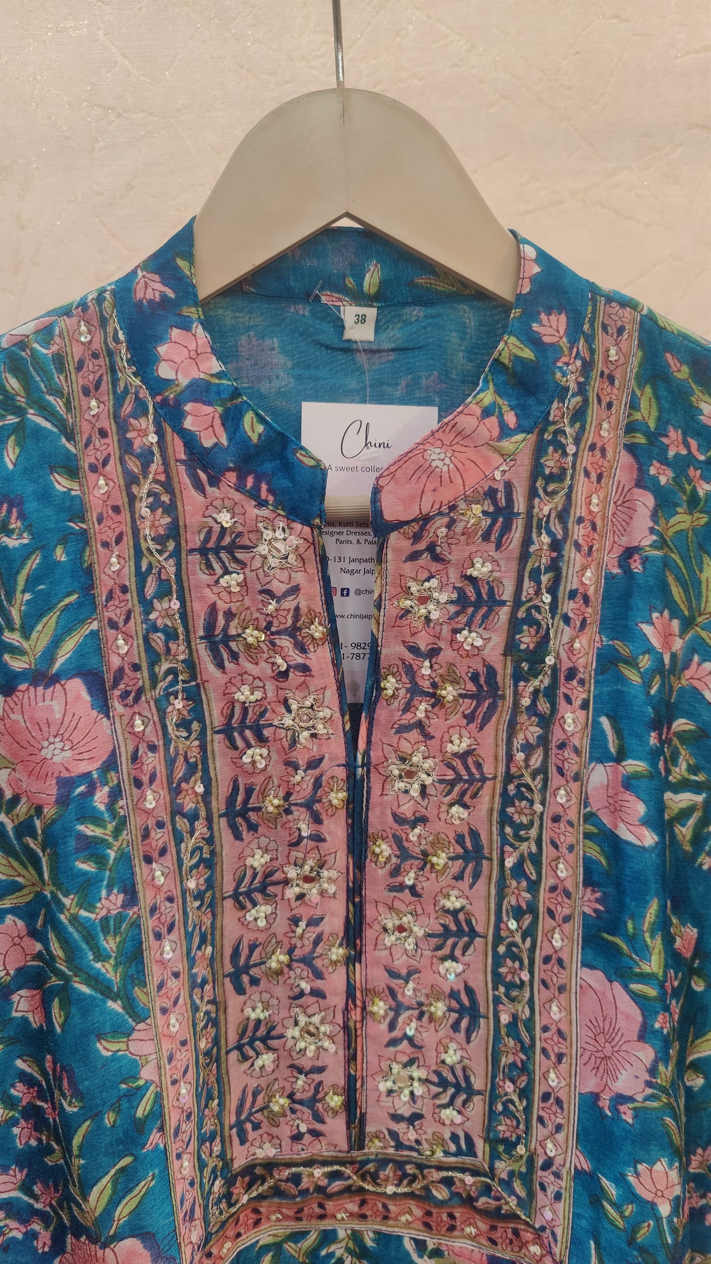 Pure Chanderi Kurti with pant and dupatta M92400/SHL