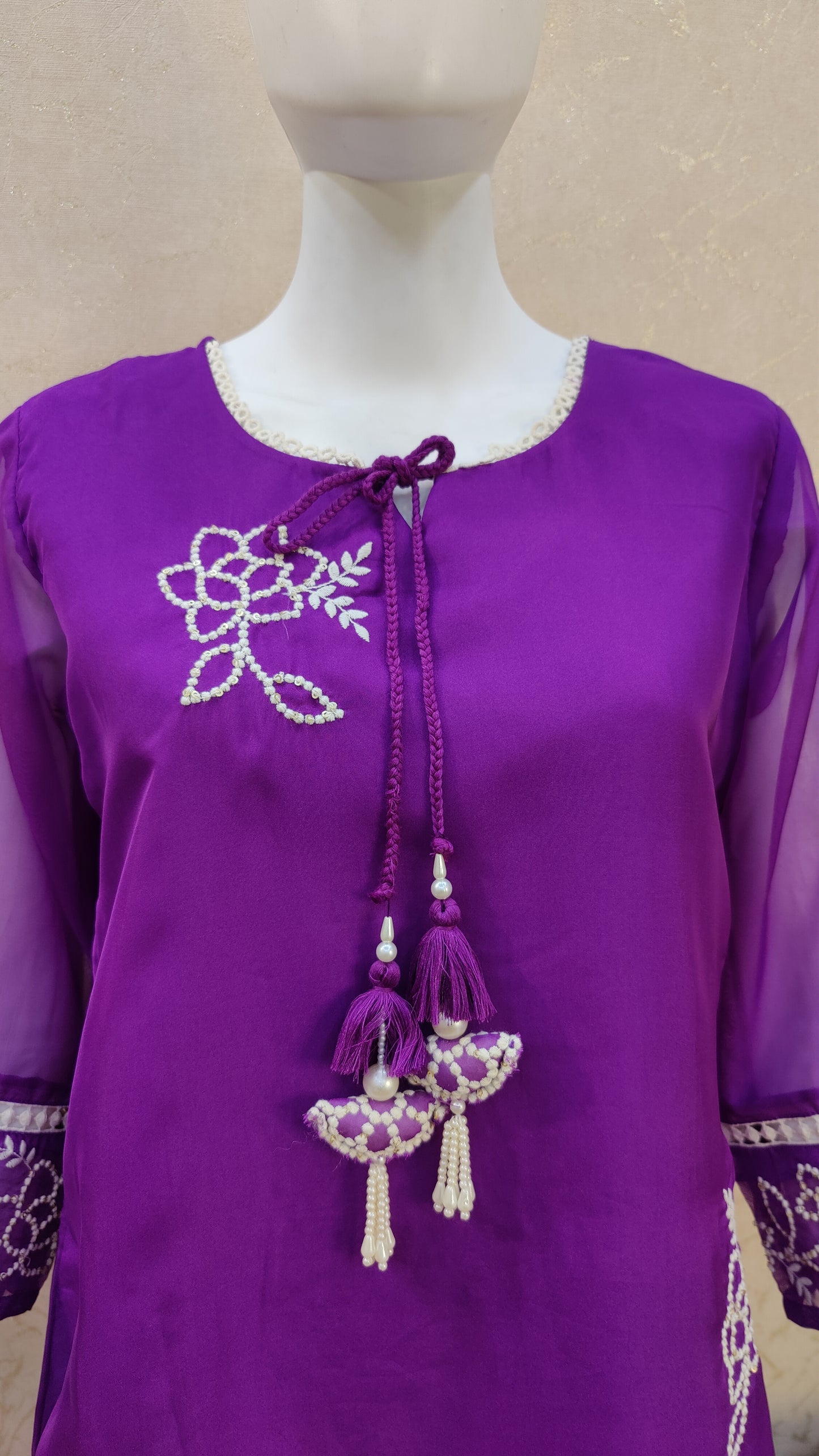 Pure Organza kurti with pant and Dupatta