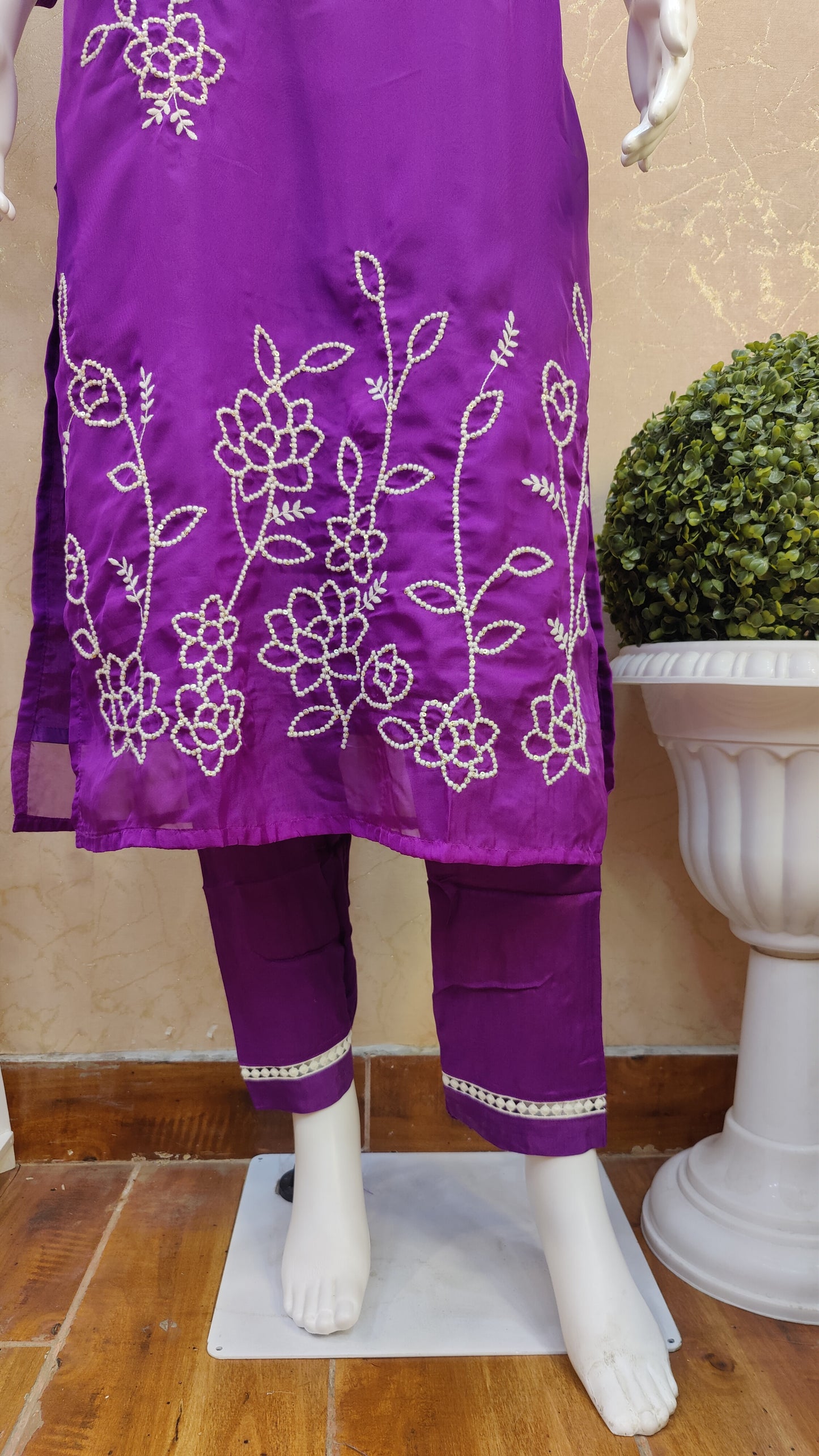 Pure Organza kurti with pant and Dupatta