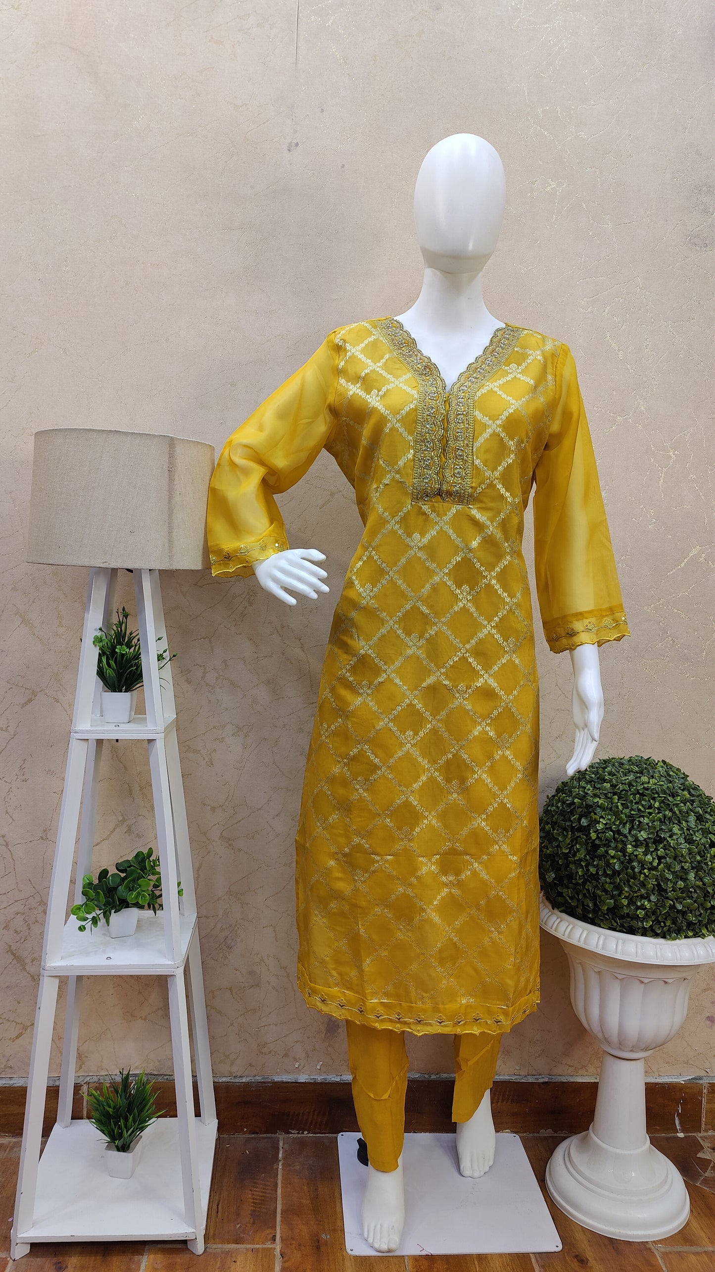 Pure Silk kurti with pant and Dupatta