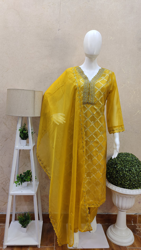 Pure Silk kurti with pant and Dupatta