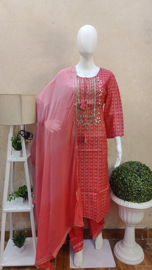 Muslin Kurti with Pant and Dupatta M91250MUSLI