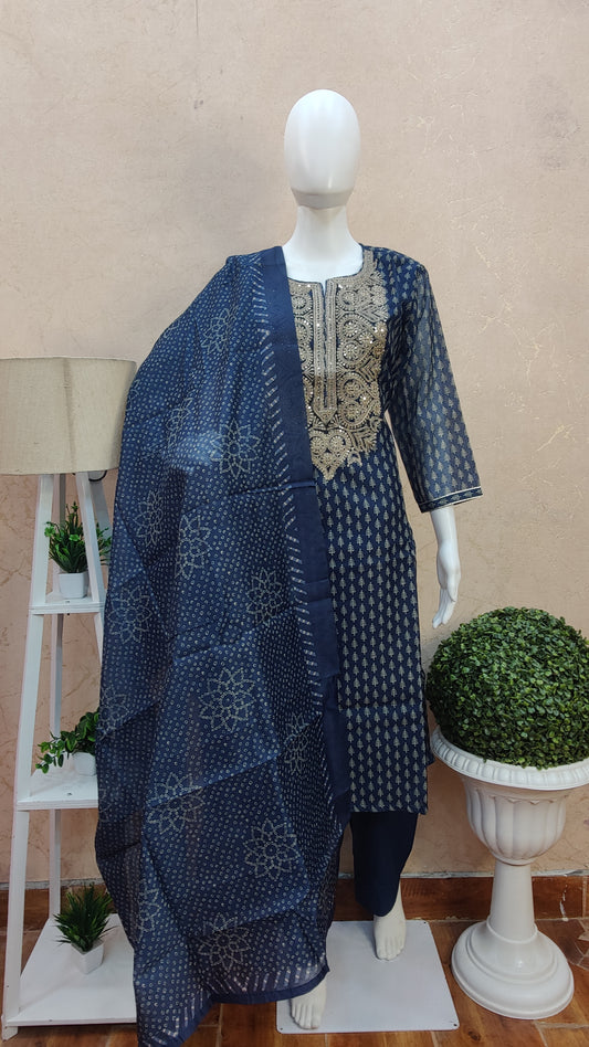 Chanderi kurti with pant and dupatta MUSM91500S42