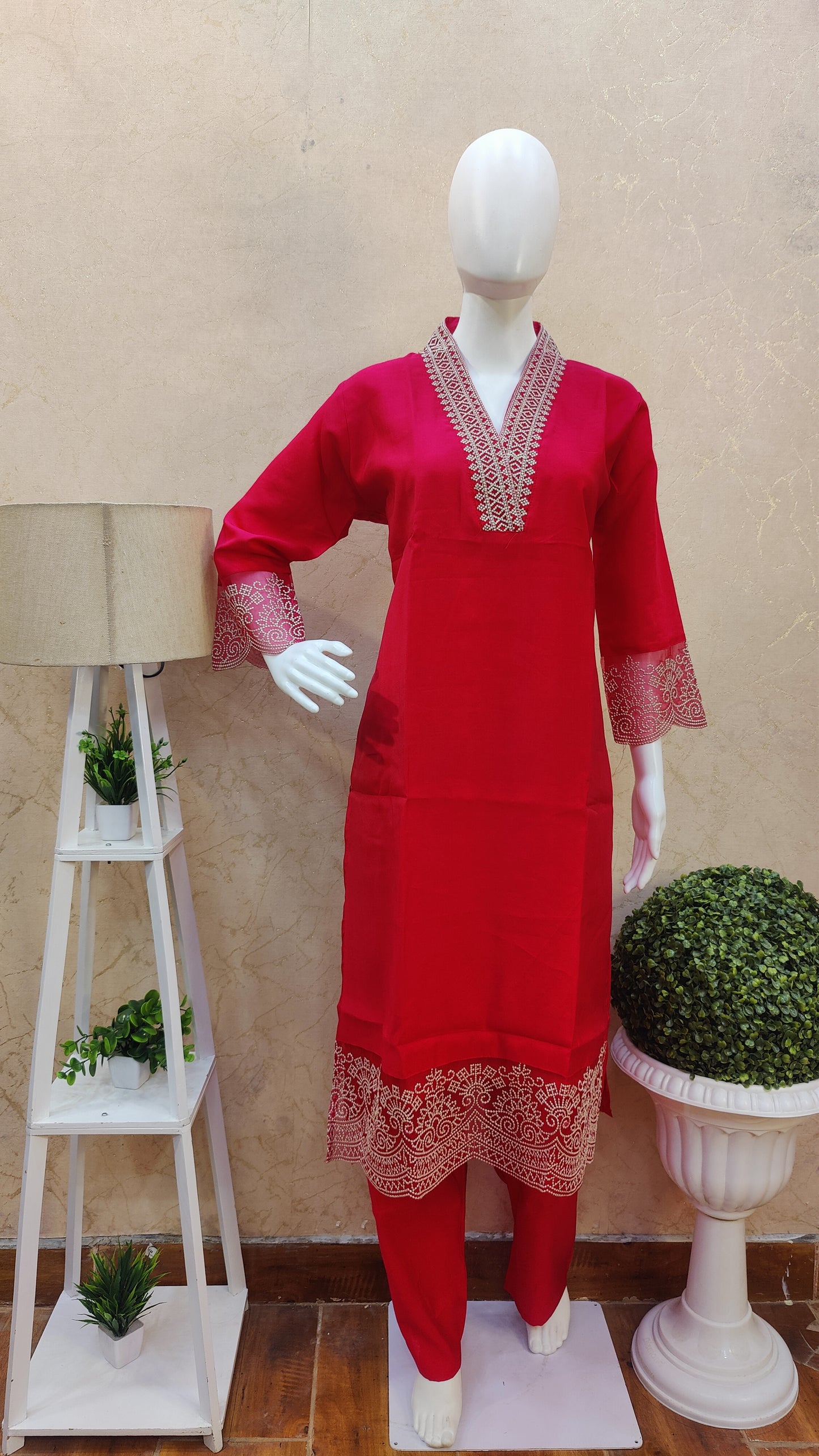 Silk Kurti with pant and Dupatta M9945FL