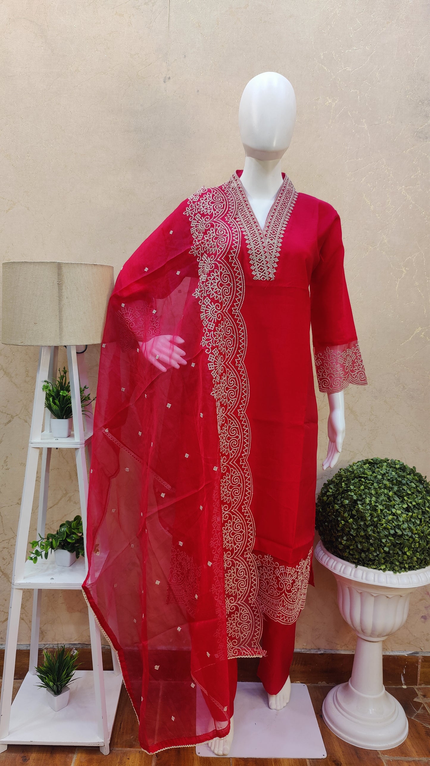 Silk Kurti with pant and Dupatta M9945FL