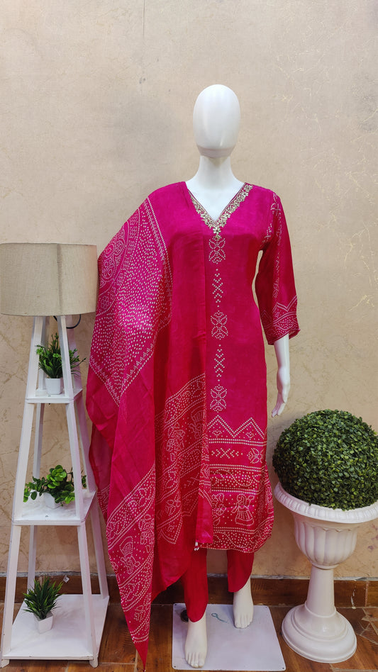 Pure Gajji Silk kurti with pant and Dupatta SM92100SS2