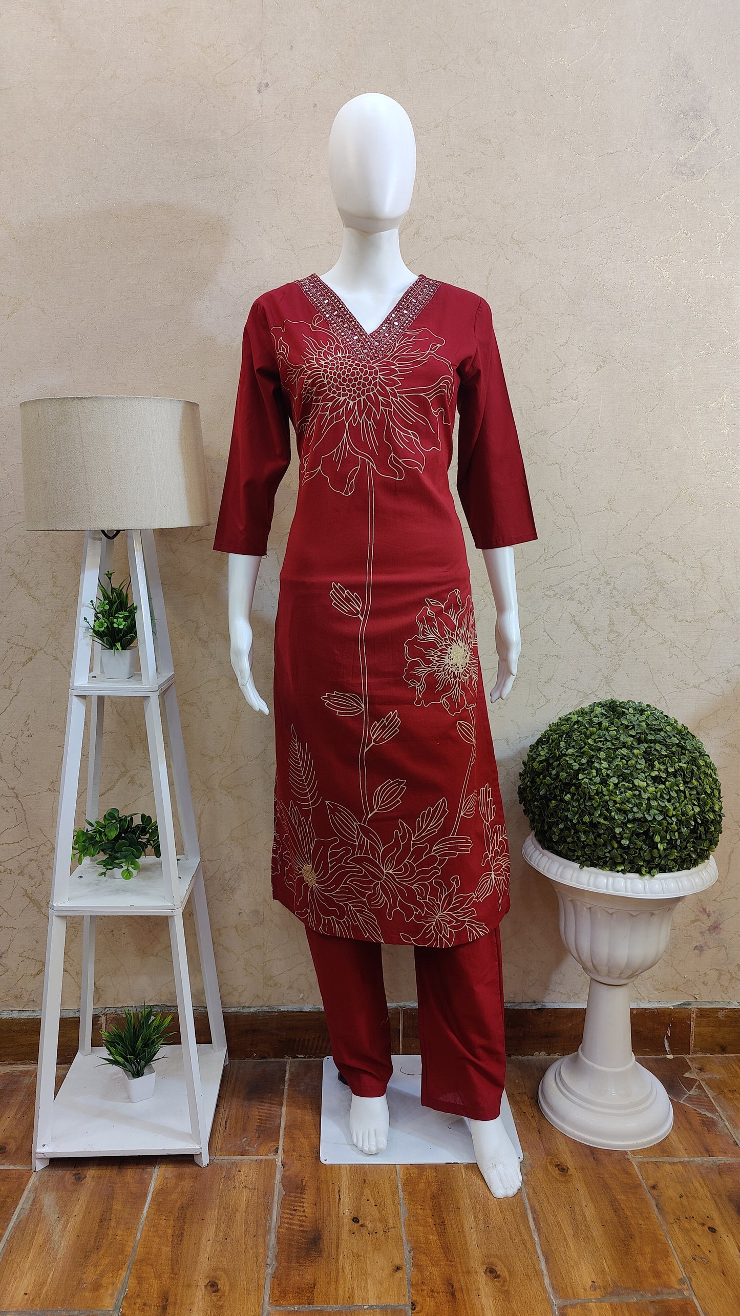 Pure Cotton Kurti with pant and dupatta M9920AUR