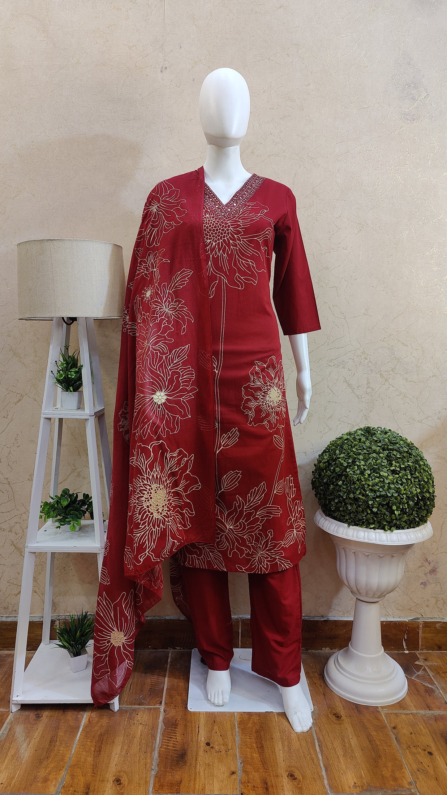 Pure Cotton Kurti with pant and dupatta M9920AUR