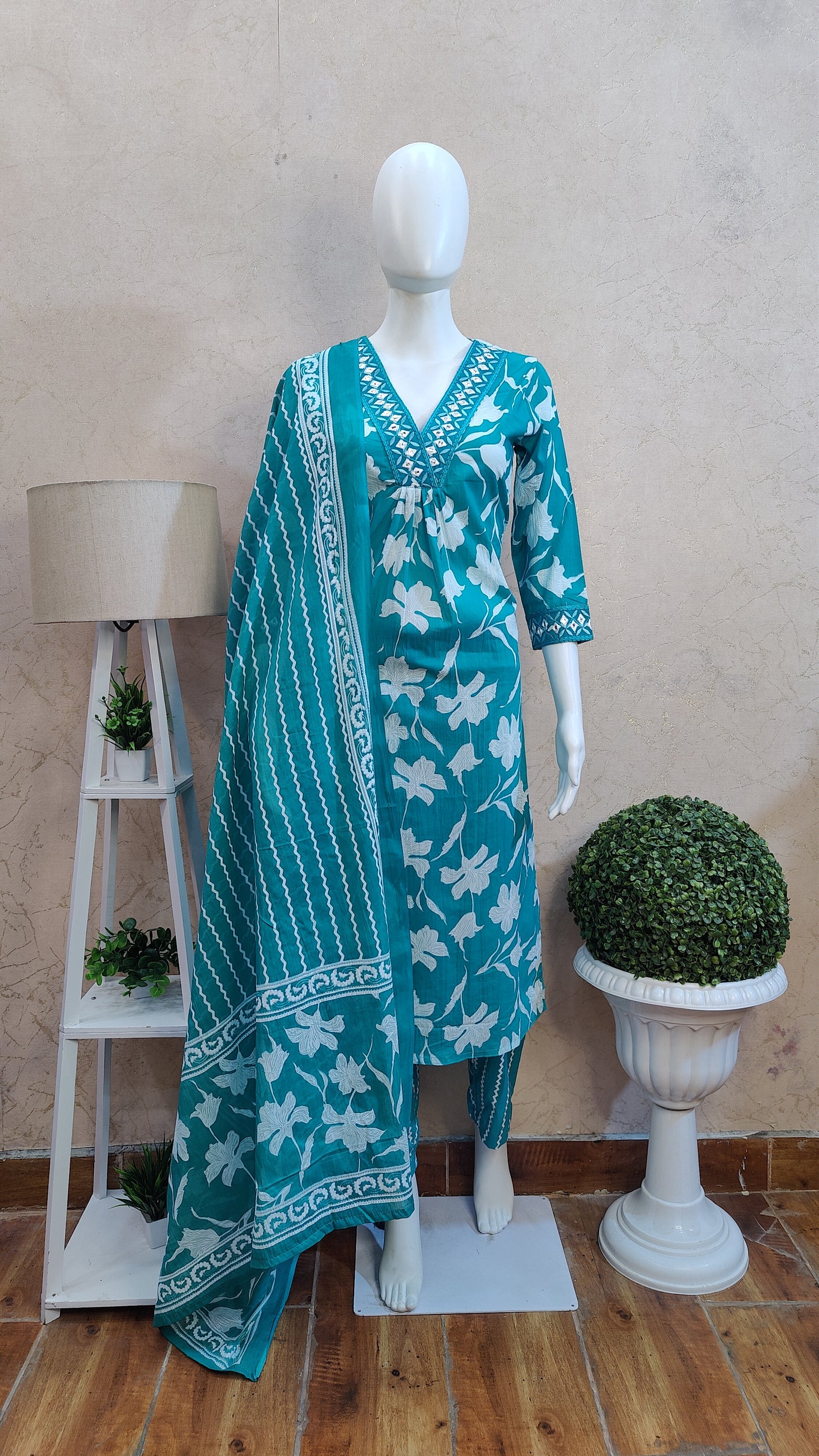 Pure Cotton Kurti with pant and dupatta M8815AUR