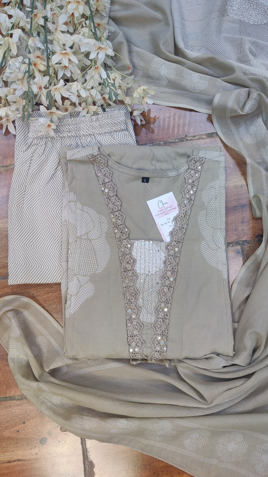 Pure Cotton kurti with pant and dupatta M91050RSP