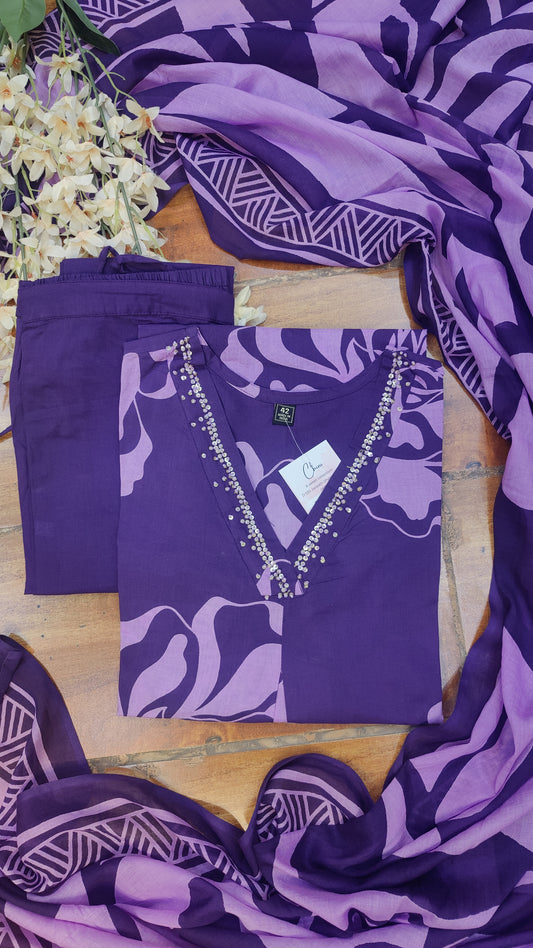 Pure Cotton kurti with pant and dupatta M8870SS