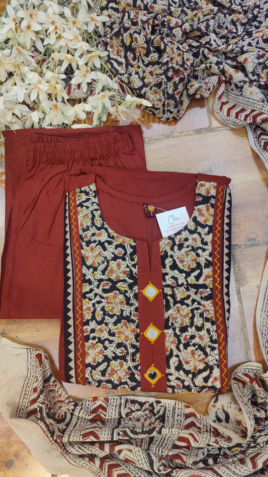 Pure Cotton kurti with pant and dupatta M91050RSP