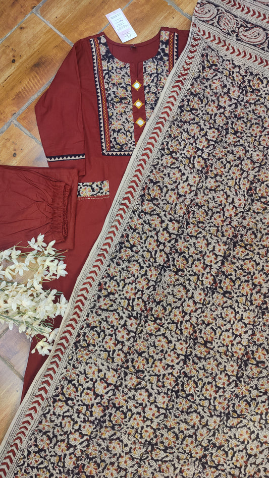 Pure Cotton kurti with pant and dupatta M91050RSP