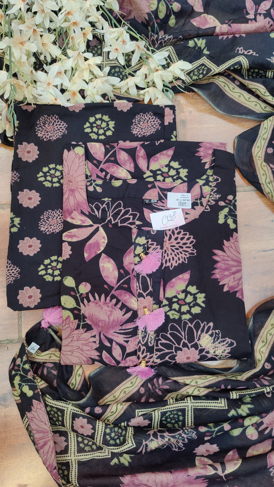 Pure Cotton kurti with pant and dupatta M91565GB
