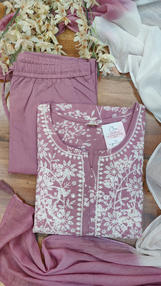 Pure Cotton kurti with pant and dupatta M91050RSP