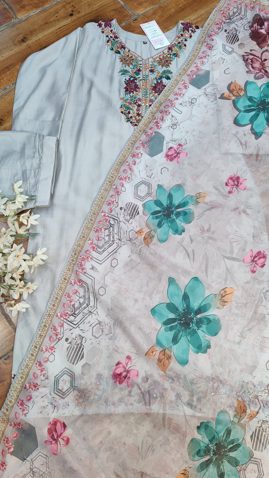 Silk Kurti with pant and dupatta M91200SS