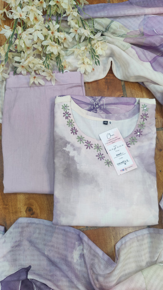 Soft Cotton kurti with pant and dupatta M91195/GB