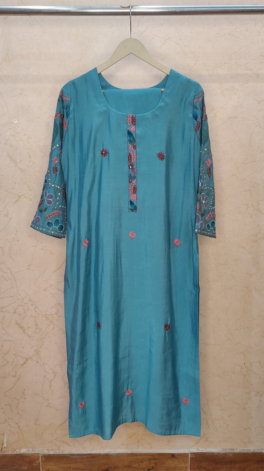 Silk kurti with pant and dupatta set M91125SS