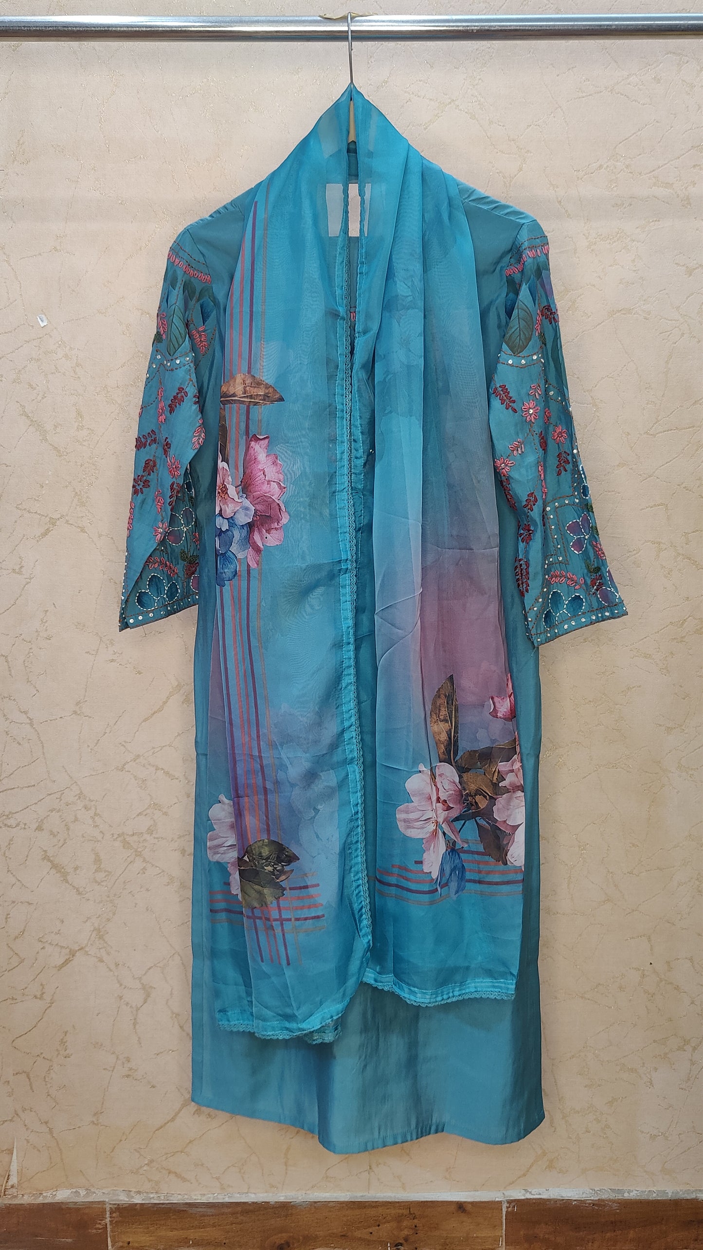 Silk kurti with pant and dupatta set M91125SS