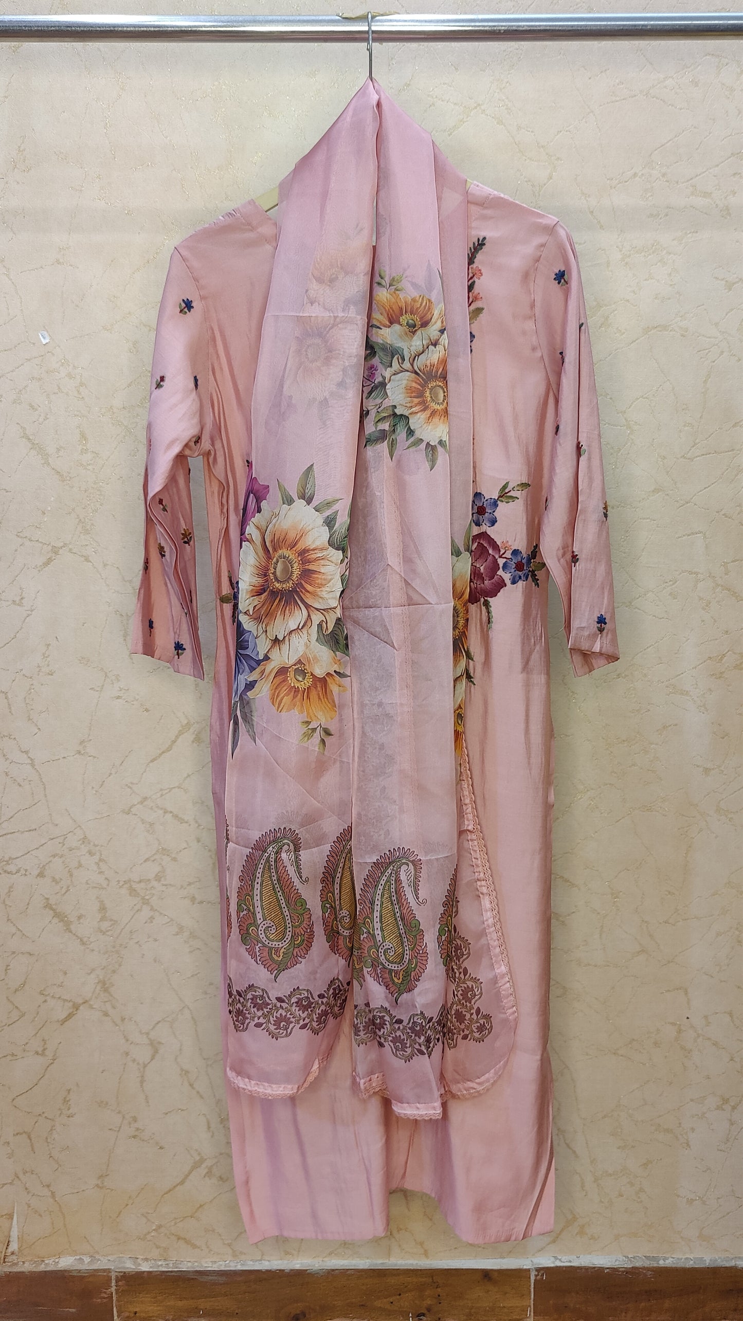 Roman Silk Kurti With Pant And Dupatta set M91125SS