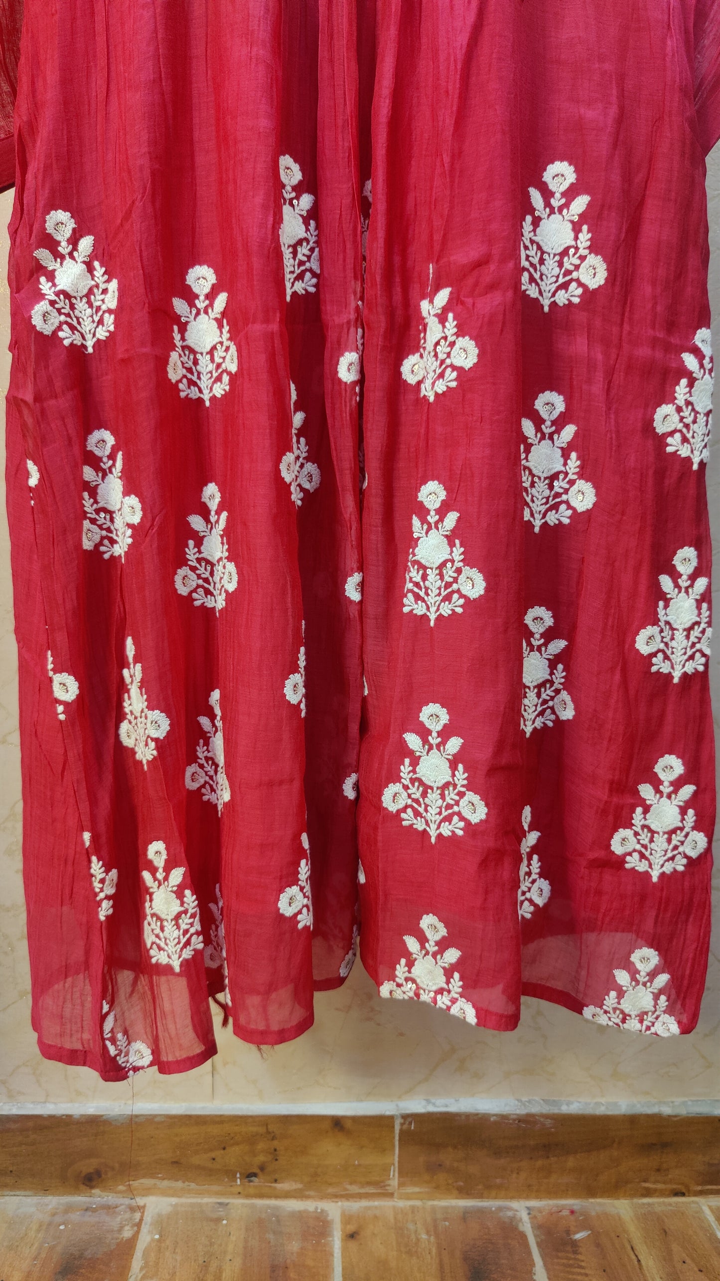 Mul Chanderi kurti with pant and dupatta set M92300RF