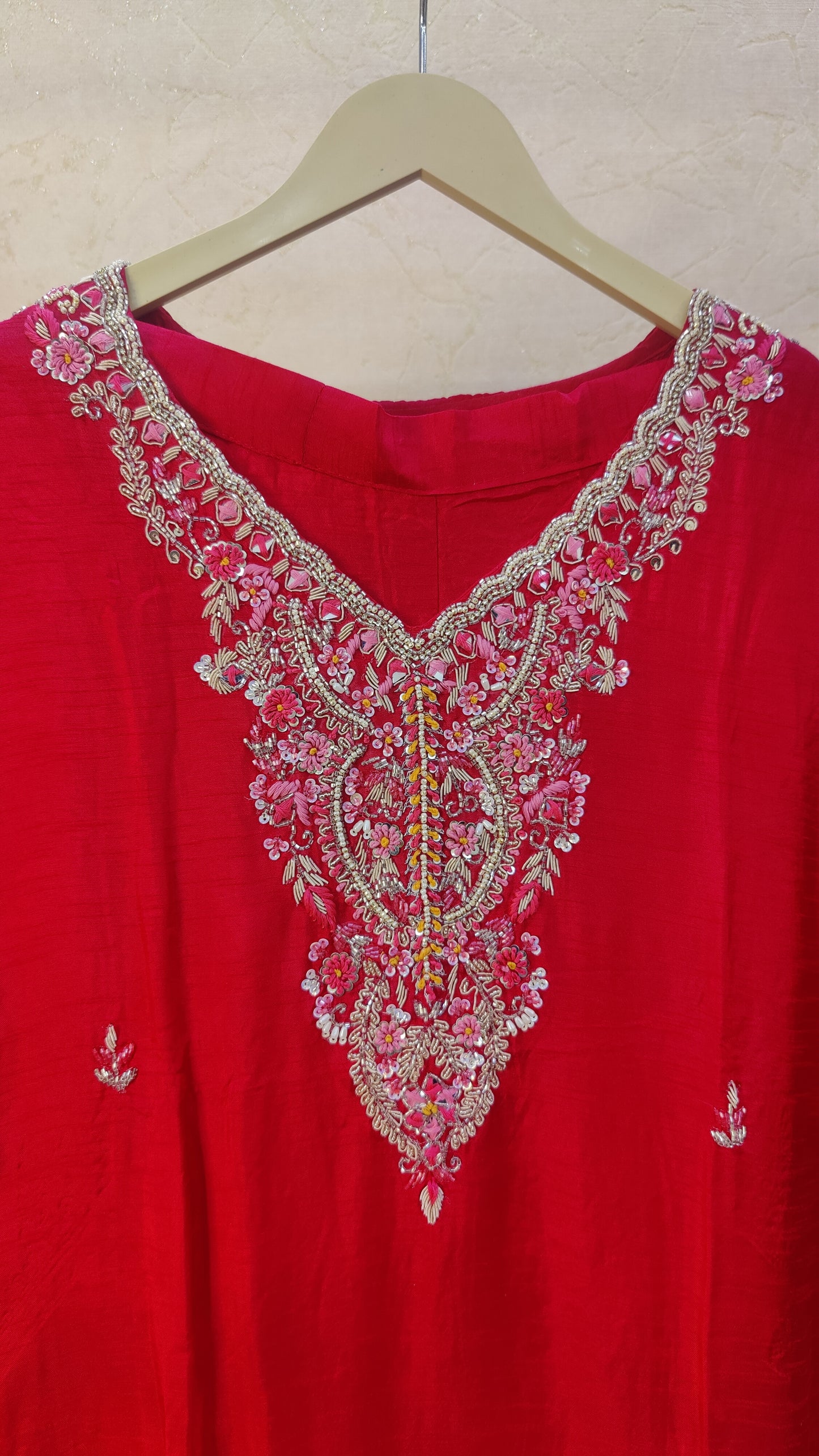 Pure Silk Kurti with pant and dupatta set M91970AUR