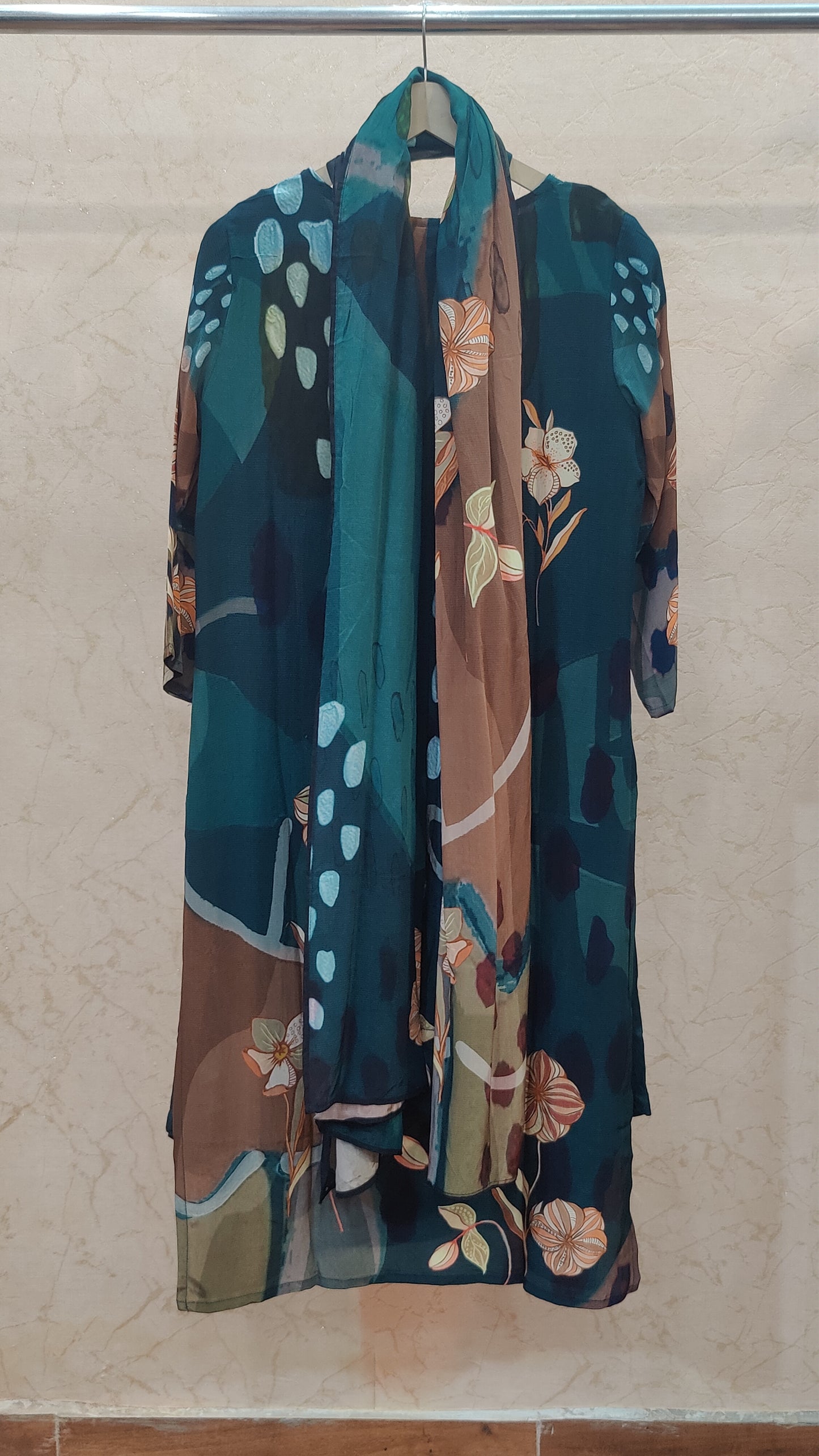 Pure Crape Kurti with pant and dupatta M91750GB