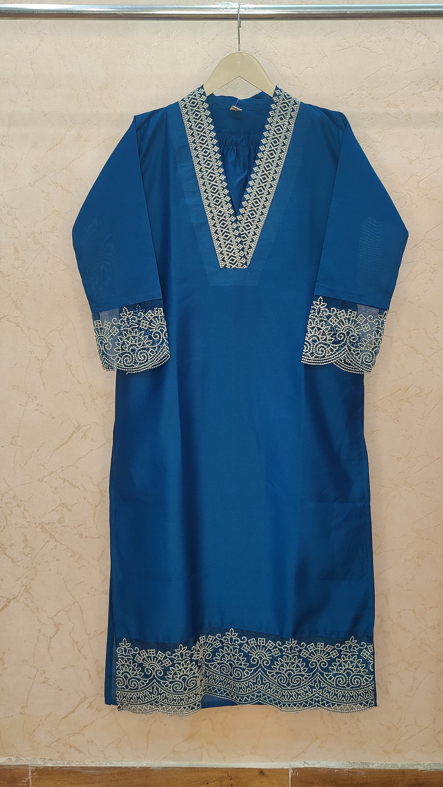 Roman Silk Kurti with pant and dupatta M91025AUR