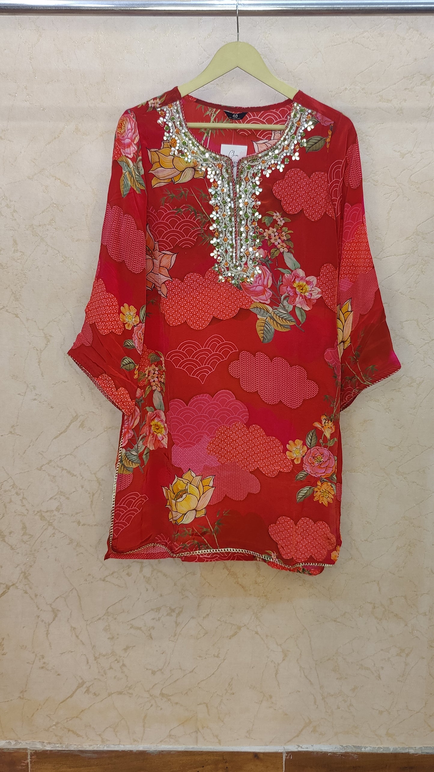 Pure Crape Kurti with pant and dupatta set M92200